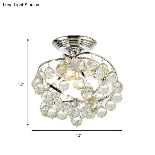 Sleek Crystal Kitchen Flush Light: Spiral Cone Cylinder Design With Chrome Finish
