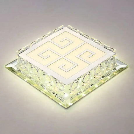 Sleek Crystal Led Flush Ceiling Light – Stylish Square Design For Foyer Clear / Third Gear Trellis