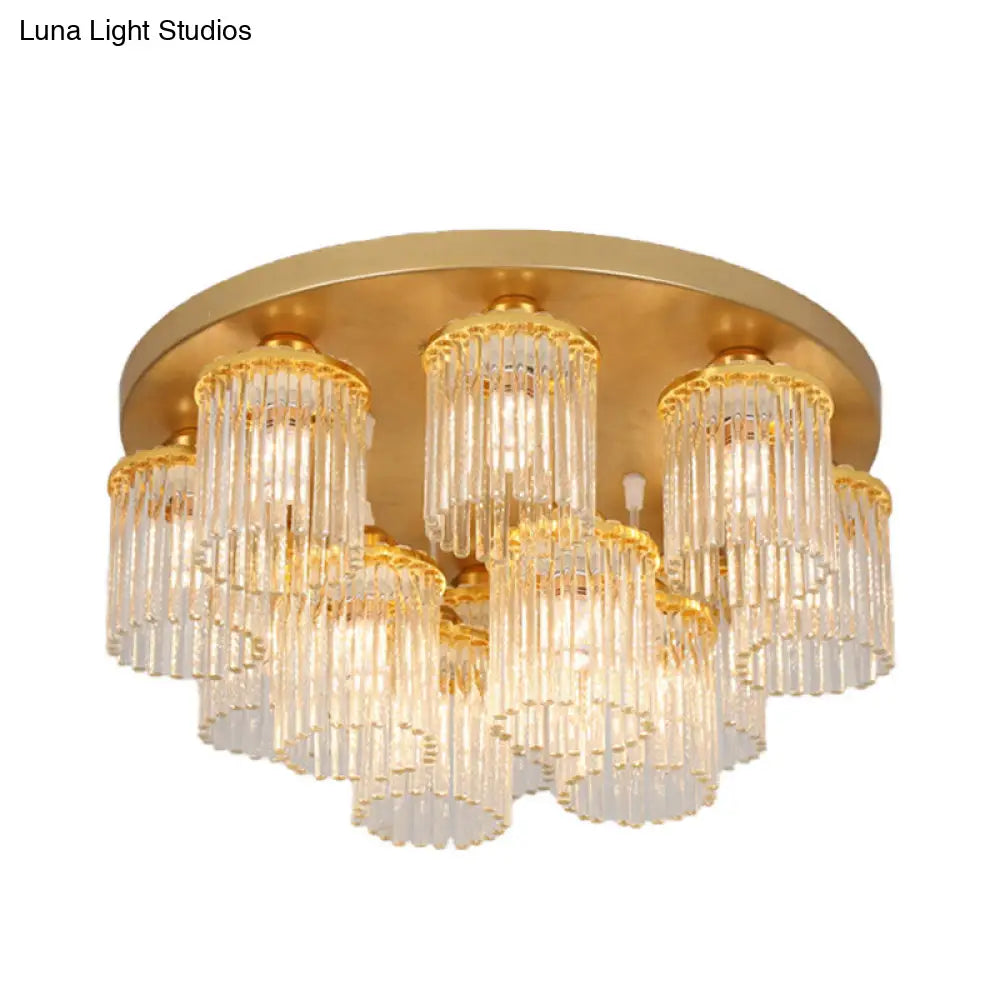 Sleek Crystal Rod Ceiling Light Fixture - Postmodern Semi Flush Mount Lamp (5/10/12 Heads)