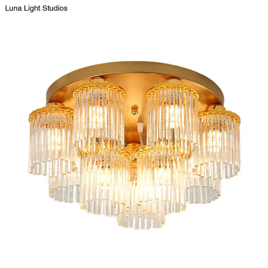 Sleek Crystal Rod Ceiling Light Fixture - Postmodern Semi Flush Mount Lamp (5/10/12 Heads)