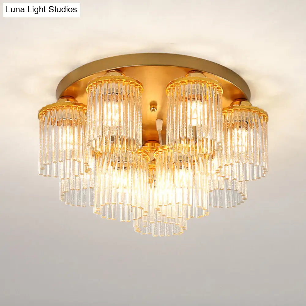Sleek Crystal Rod Ceiling Light Fixture - Postmodern Semi Flush Mount Lamp (5/10/12 Heads) 10 /