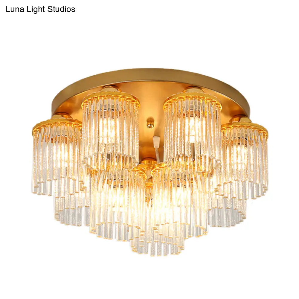 Sleek Crystal Rod Ceiling Light Fixture - Postmodern Semi Flush Mount Lamp (5/10/12 Heads)