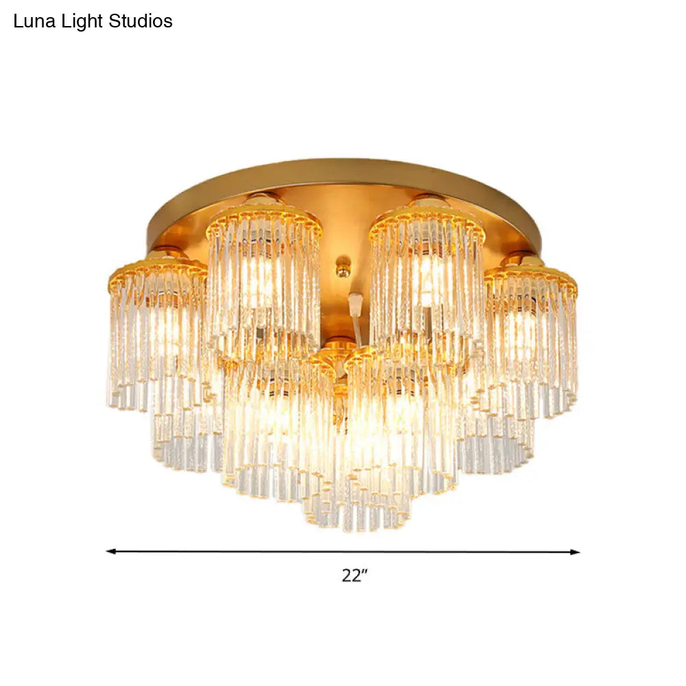 Sleek Crystal Rod Ceiling Light Fixture - Postmodern Semi Flush Mount Lamp (5/10/12 Heads)