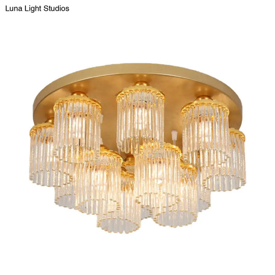 Sleek Crystal Rod Ceiling Light Fixture - Postmodern Semi Flush Mount Lamp (5/10/12 Heads)