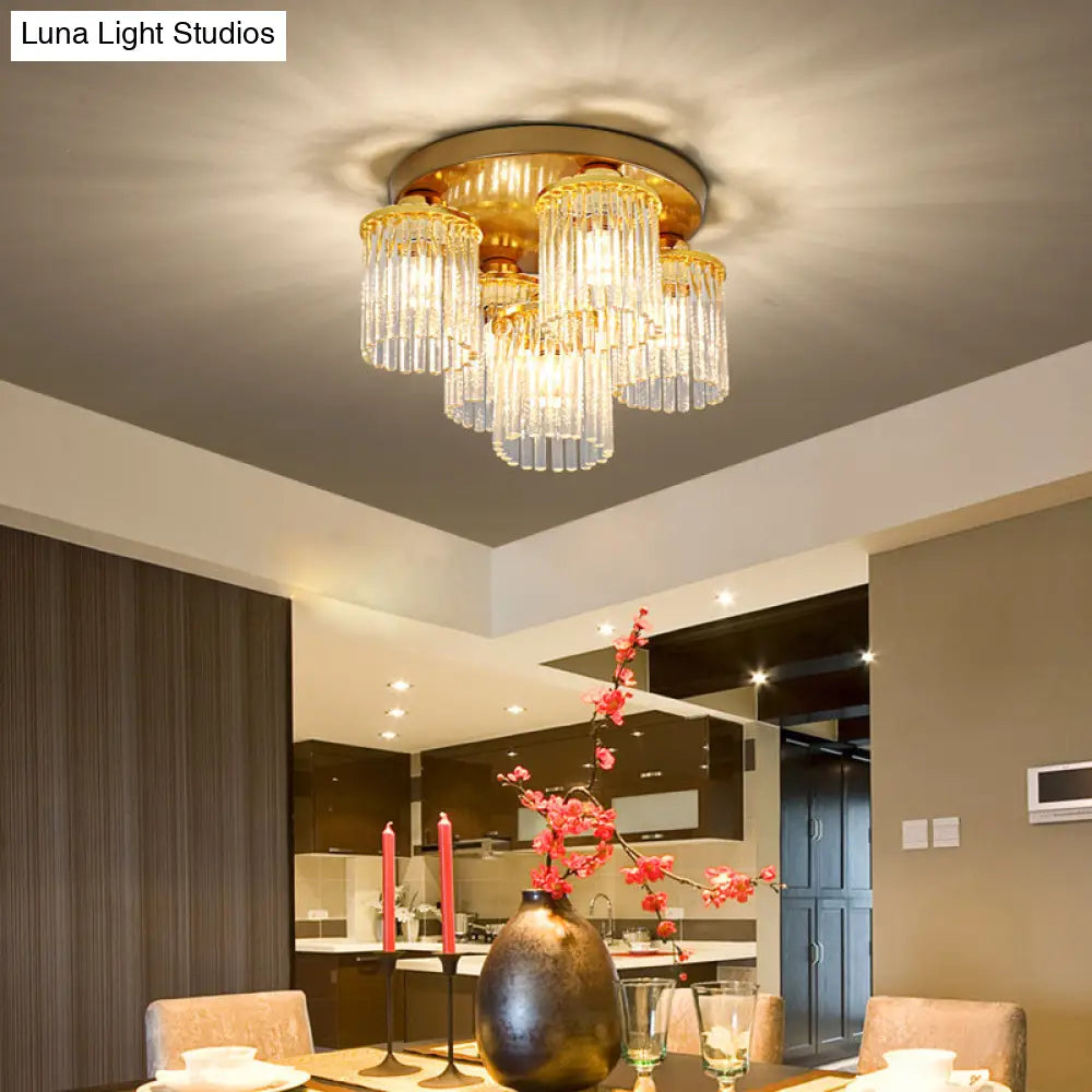 Sleek Crystal Rod Ceiling Light Fixture - Postmodern Semi Flush Mount Lamp (5/10/12 Heads)