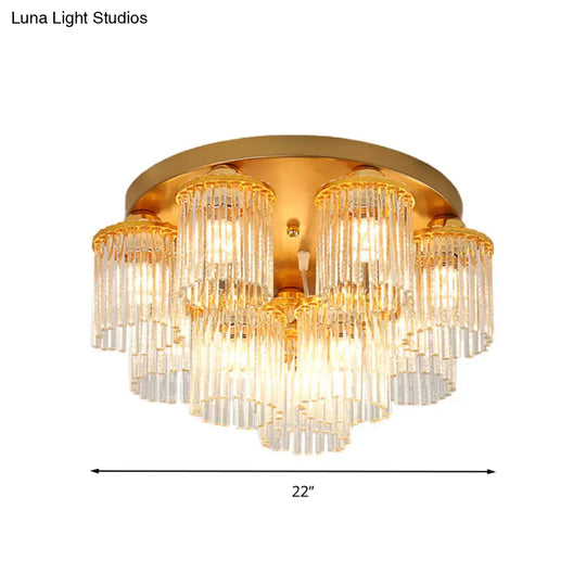 Sleek Crystal Rod Ceiling Light Fixture - Postmodern Semi Flush Mount Lamp (5/10/12 Heads)