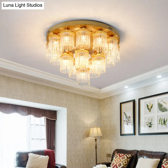 Sleek Crystal Rod Ceiling Light Fixture - Postmodern Semi Flush Mount Lamp (5/10/12 Heads)