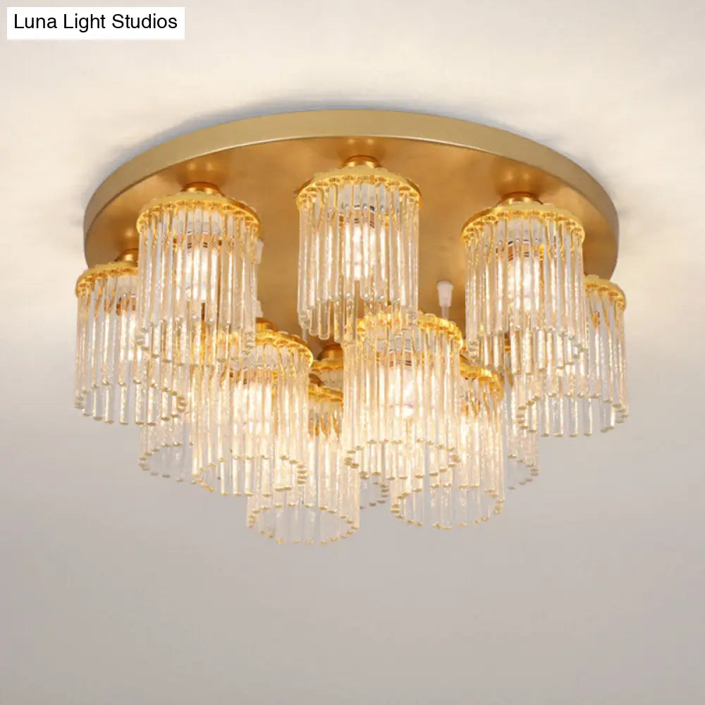 Sleek Crystal Rod Ceiling Light Fixture - Postmodern Semi Flush Mount Lamp (5/10/12 Heads) 12 /