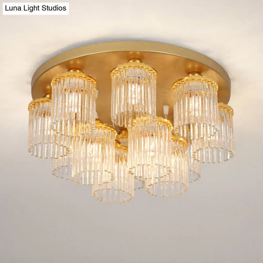 Sleek Crystal Rod Ceiling Light Fixture - Postmodern Semi Flush Mount Lamp (5/10/12 Heads) 12 /
