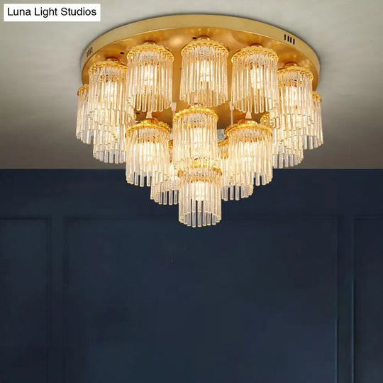 Sleek Crystal Rod Ceiling Light Fixture - Postmodern Semi Flush Mount Lamp (5/10/12 Heads) 18 /