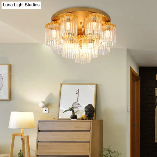 Sleek Crystal Rod Ceiling Light Fixture - Postmodern Semi Flush Mount Lamp (5/10/12 Heads)
