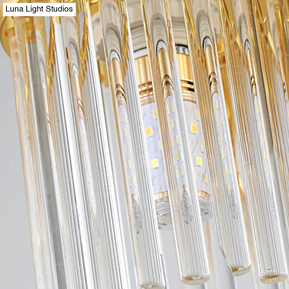 Sleek Crystal Rod Ceiling Light Fixture - Postmodern Semi Flush Mount Lamp (5/10/12 Heads)