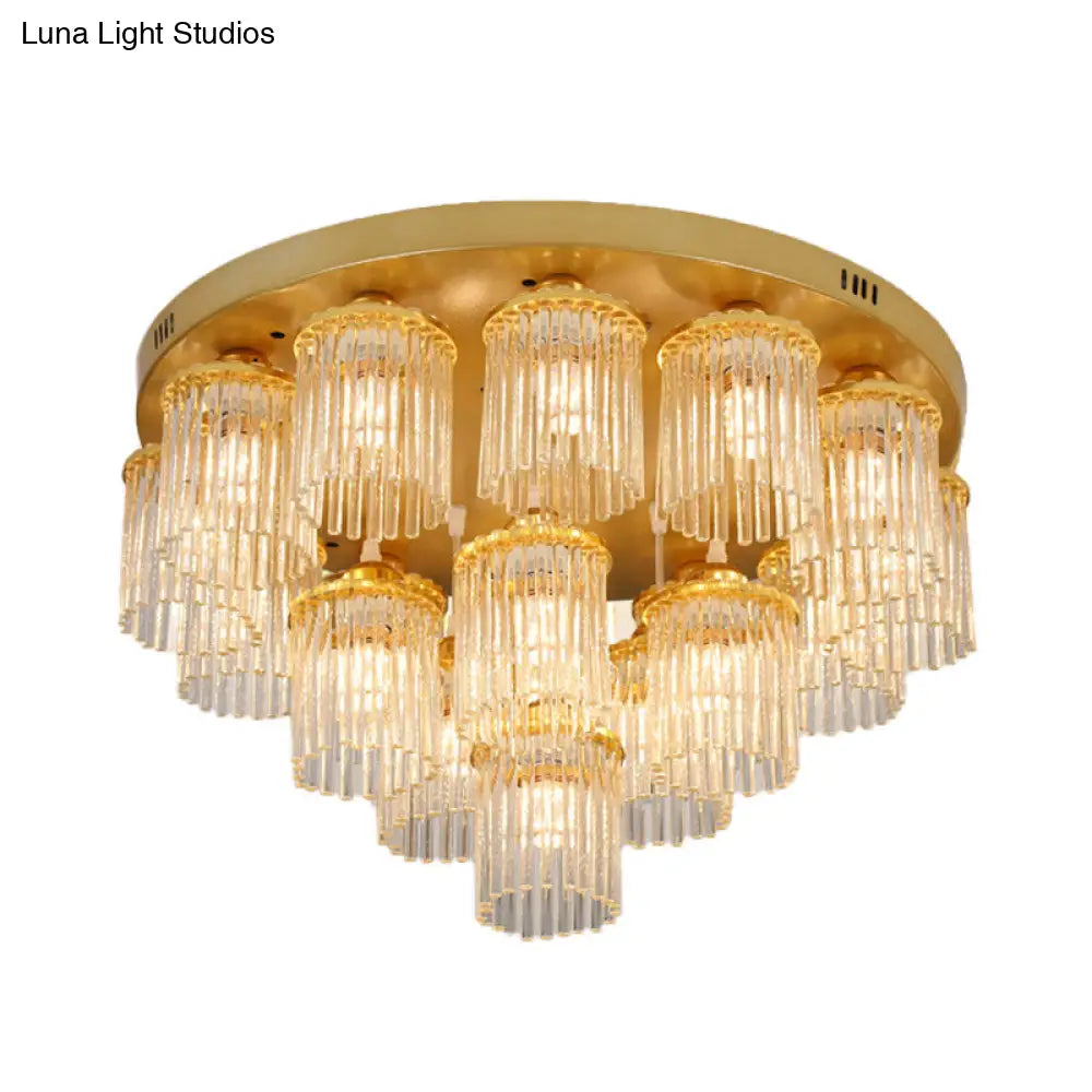 Sleek Crystal Rod Ceiling Light Fixture - Postmodern Semi Flush Mount Lamp (5/10/12 Heads)