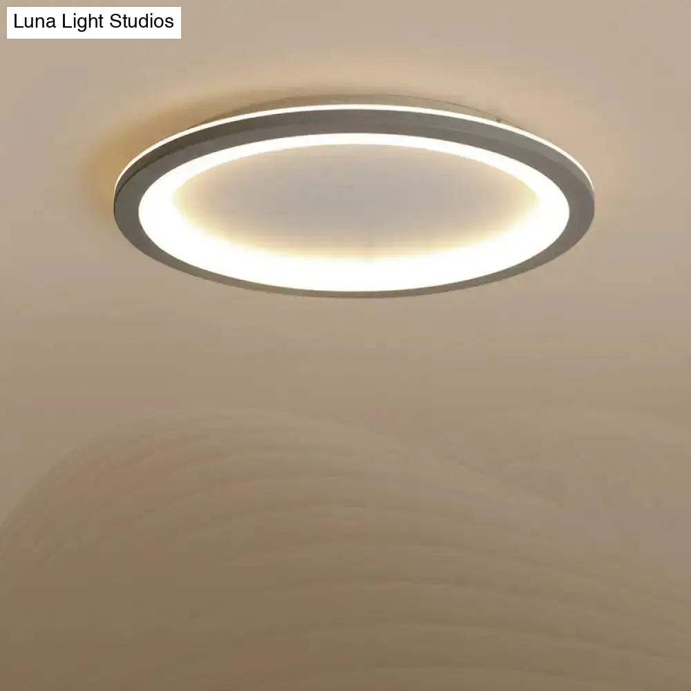 Sleek Disc-Shaped Led Bedroom Flush Mount Ceiling Light In Grey/White Multiple Sizes Available Grey