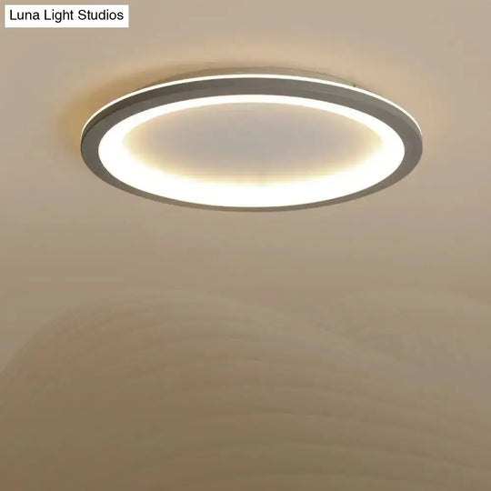 Sleek Disc-Shaped Led Bedroom Flush Mount Ceiling Light In Grey/White Multiple Sizes Available Grey