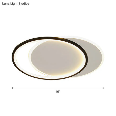 Sleek Dual Flush Mount Simplicity Acrylic Black Led Ceiling Light - Warm/White Lighting