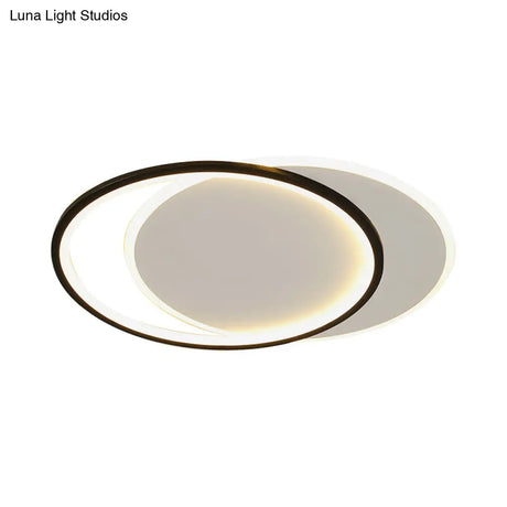 Sleek Dual Flush Mount Simplicity Acrylic Black Led Ceiling Light - Warm/White Lighting