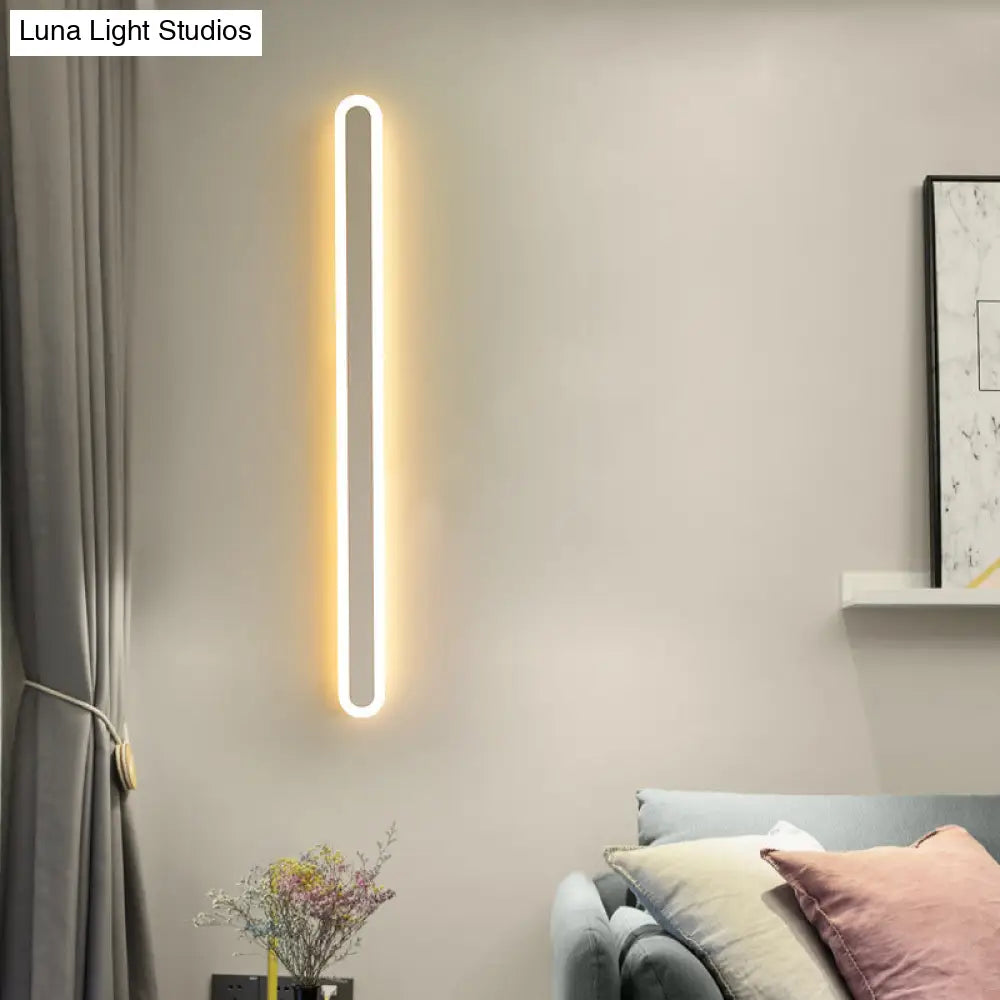 Sleek Elliptical Acrylic Wall Sconce With Led Lighting For Aisle White / 16 Warm