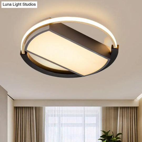 Sleek Geometric Acrylic Led Flush Mount Ceiling Light In Gold - Black / Third Gear Round