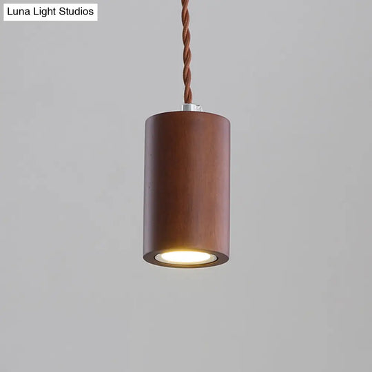 Sleek Geometric Wooden Led Ceiling Pendant Light In Beige - Perfect For Kitchen Suspension Wood / D