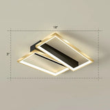 Sleek Geometrical Flush Ceiling Light In Black - Gold Finish - Simplicity Acrylic Flushmount For