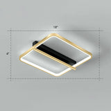 Sleek Geometrical Flush Ceiling Light In Black - Gold Finish - Simplicity Acrylic Flushmount For