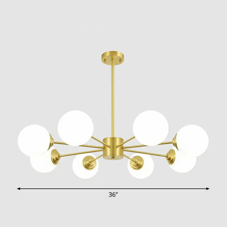 Sleek Glass Spherical Chandelier Light - Minimalist Brass Ceiling Lamp For Living Room 8 /