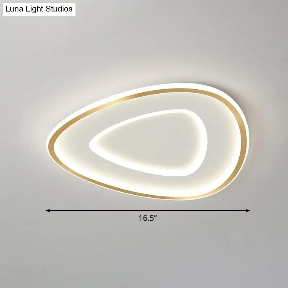 Sleek Gold Teardrop Led Ceiling Light Flush Mount - Simplicity & Style / 16.5 White