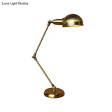 Sleek Industrial Brass/Chrome Swing Arm Desk Lamp With Dome Shade - Ideal For Reading