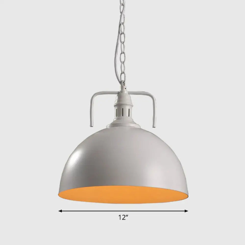 Sleek Iron Dome Pendant Light Fixture With Simplicity Design - Ideal For Restaurants (1 Bulb) White