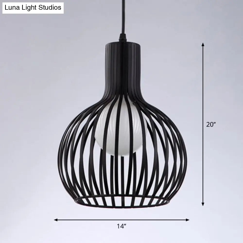 Sleek Iron Loft Pendant Light For Restaurants – Spherical Cage Design Single-Bulb Ceiling Hanging
