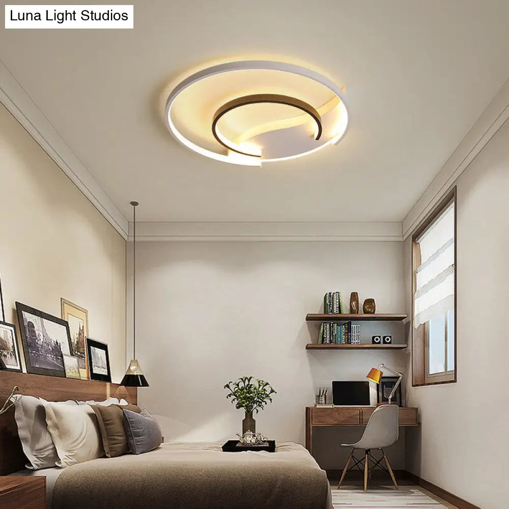 Sleek Led Flush Mount Ceiling Light - Modern Acrylic Fixture For Bedroom Or Living Room In Black &