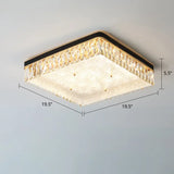 Sleek Led Flush Mount Fixture With Geometric Shape K9 Crystal Bedroom Ceiling Light Black / 19.5’