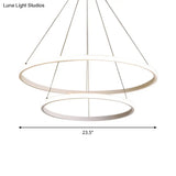 Sleek Led Hanging Ceiling Light: White Loop Chandelier With Acrylic Shade