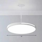 Sleek Led Pendant Chandelier - Circular Acrylic Meeting Room Light Fixture White / 16’