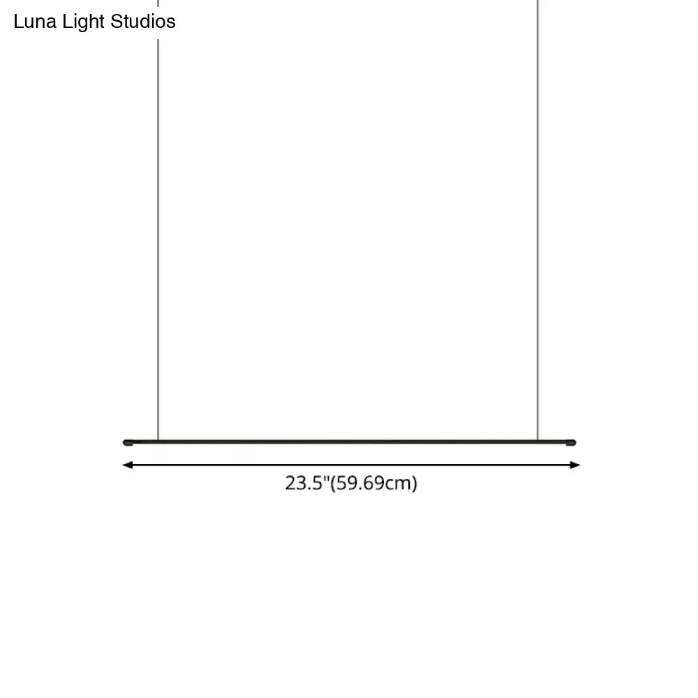 Sleek Led Pendant Lamp For Kitchen Bar Island - Minimalist Thin Rod Design Metal Construction Black