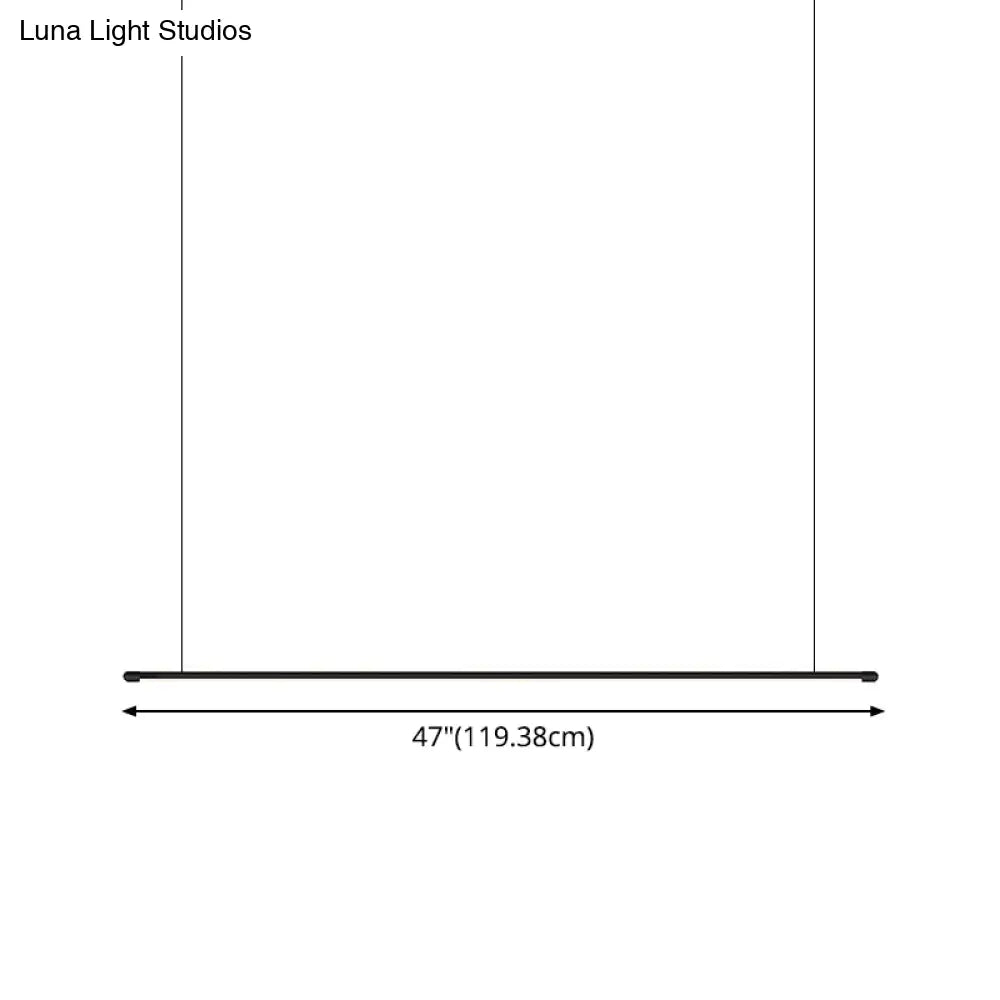 Sleek Led Pendant Lamp For Kitchen Bar Island - Minimalist Thin Rod Design Metal Construction Black