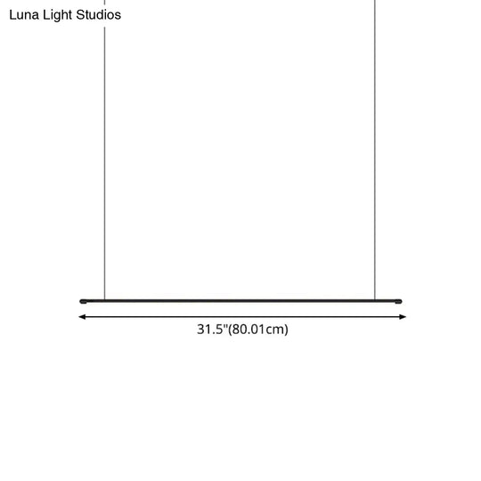 Sleek Led Pendant Lamp For Kitchen Bar Island - Minimalist Thin Rod Design Metal Construction Black