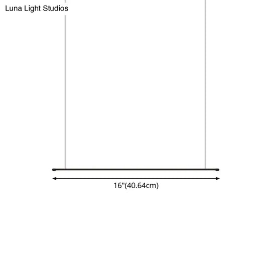 Sleek Led Pendant Lamp For Kitchen Bar Island - Minimalist Thin Rod Design Metal Construction Black