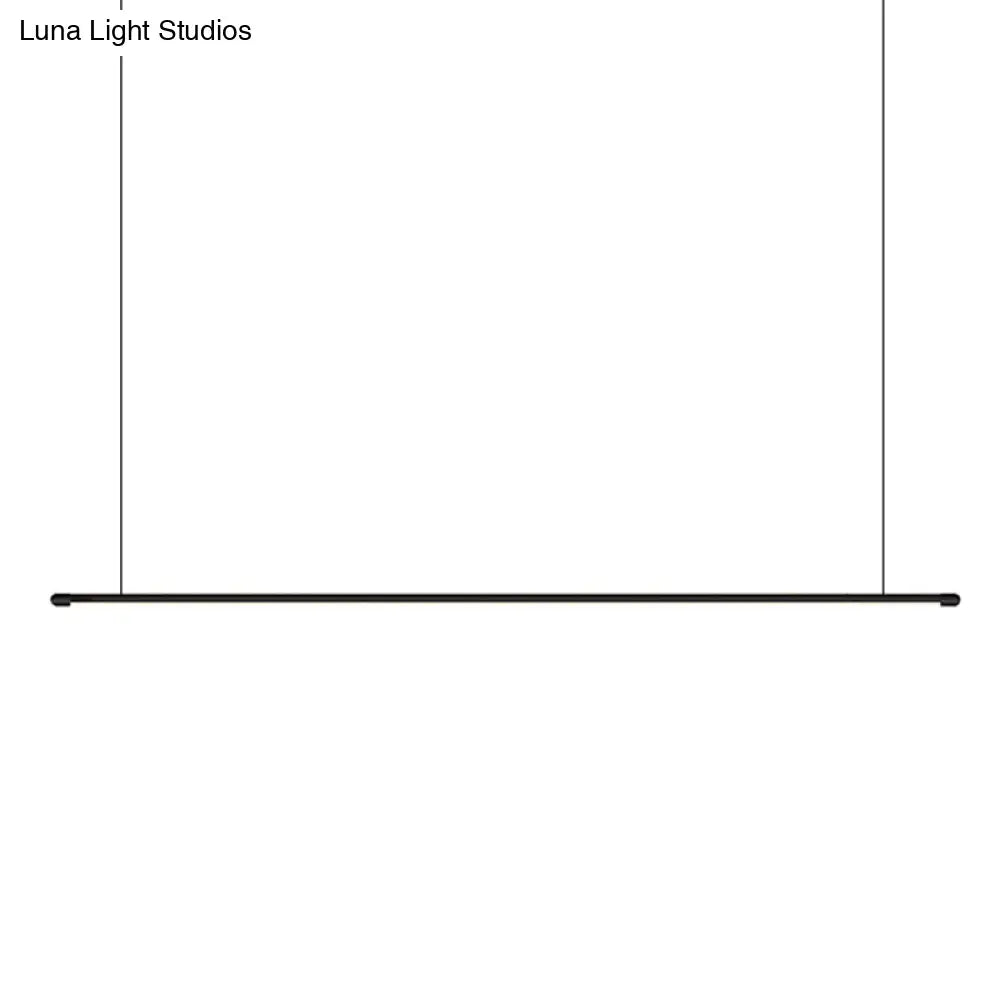 Sleek Led Pendant Lamp For Kitchen Bar Island - Minimalist Thin Rod Design Metal Construction Black