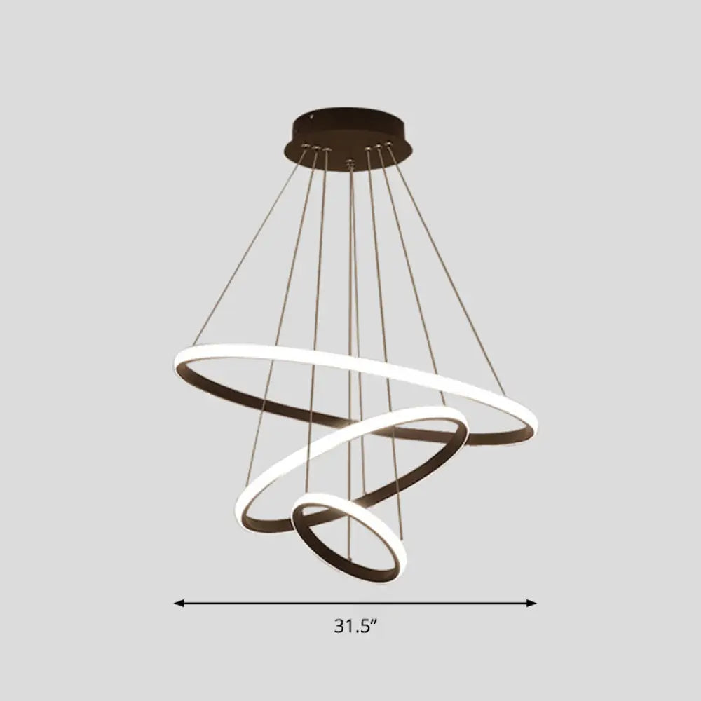 Sleek Led Pendant Light: Modern Acrylic Loop Chandelier For Living Room Black / 31.5’