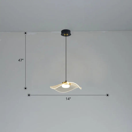 Sleek Led Pendulum Light: Ruffled Design Clear Acrylic Ideal For Dining Room / 14’ Third Gear