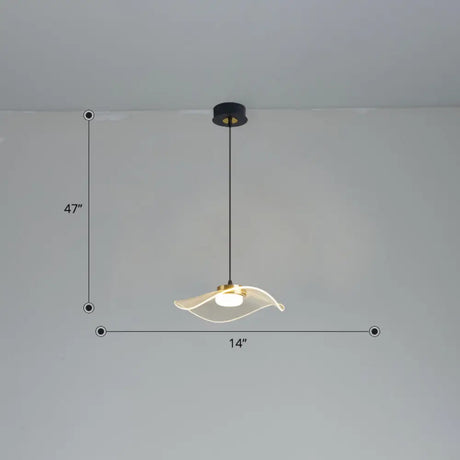 Sleek Led Pendulum Light: Ruffled Design Clear Acrylic Ideal For Dining Room / 14’ Warm