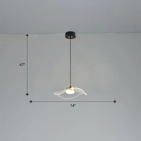 Sleek Led Pendulum Light: Ruffled Design Clear Acrylic Ideal For Dining Room / 14’ White