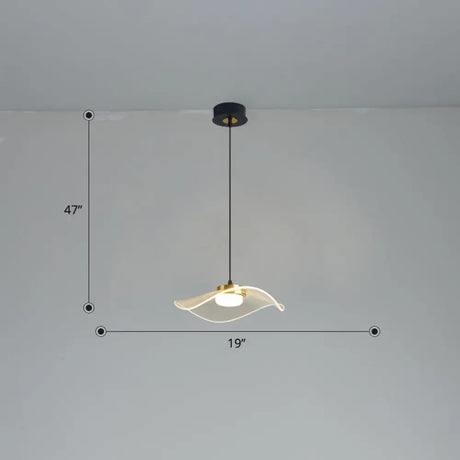 Sleek Led Pendulum Light: Ruffled Design Clear Acrylic Ideal For Dining Room / 19’ Warm