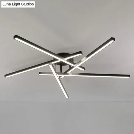 Sleek Led Semi Flush Mount Ceiling Light Fixture For Living Room Minimalist Metal Design 5 / Black