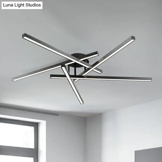 Sleek Led Semi Flush Mount Ceiling Light Fixture For Living Room Minimalist Metal Design