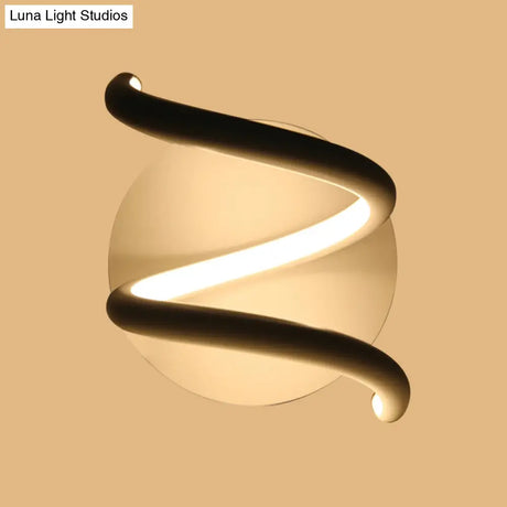 Sleek Led White Wall Sconce: Acrylic Spiral Light Fixture With Minimalist Design