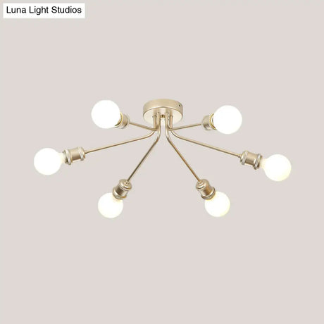 Sleek Linear Metallic Ceiling Lamp: Beautiful Semi-Flush Light For Kid’s Bedroom