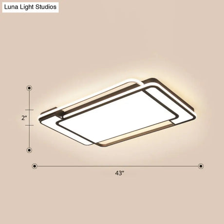 Sleek Living Room Illumination: Black Acrylic Led Rectangular Flush Mount Ceiling Lamp / 43 Third